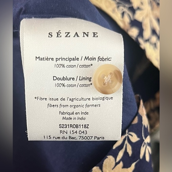 Sezane Country Flowers Dress in Navy and Cream | Size 34 | US Size 2 - Picture 8 of 12